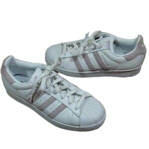 Adidas Superstar Violet White Stripes EE7400 Women's Lace Up Low Top Sneakers 8